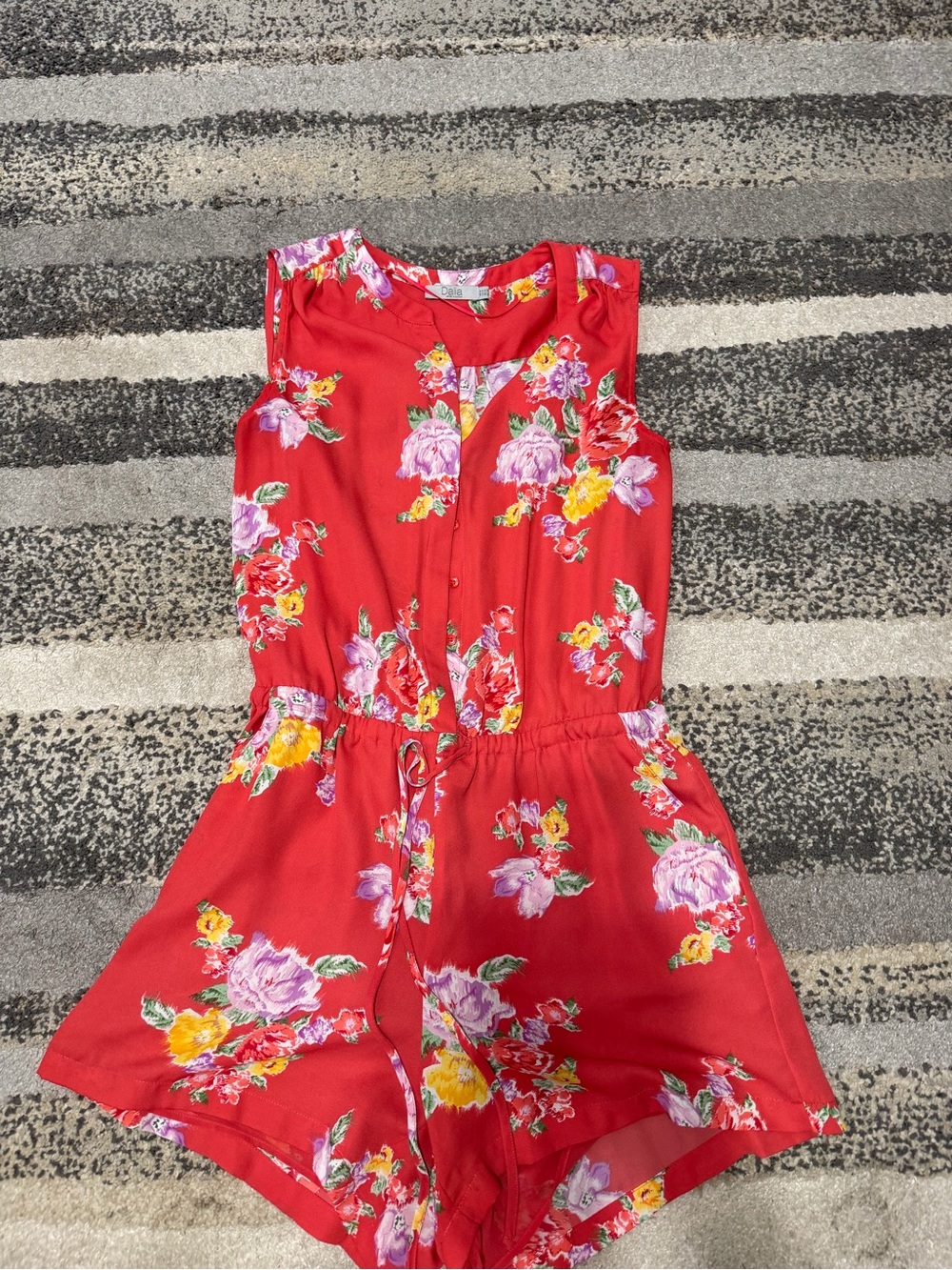 Women’s coral Floral Sleeveless Romper